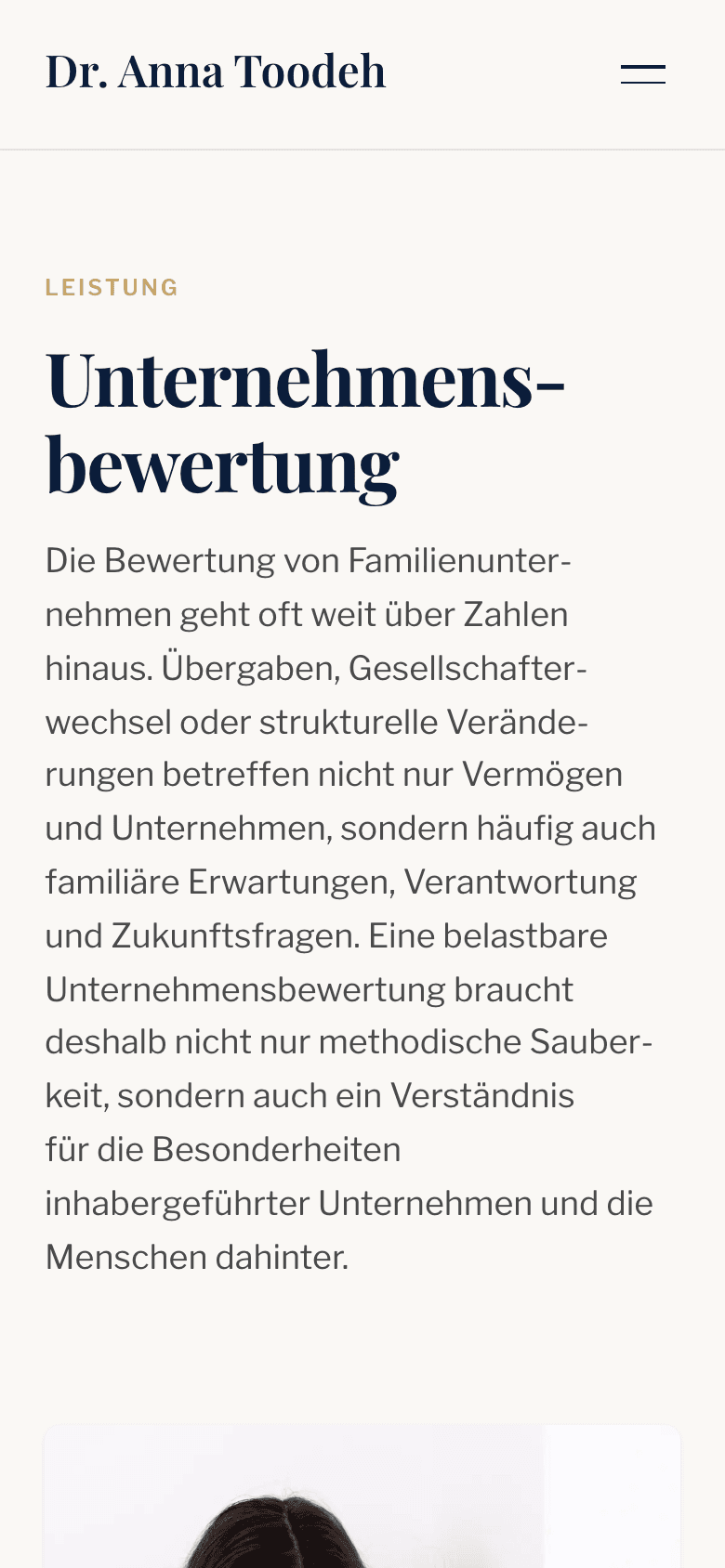 Dr. Anna Toodeh – Unternehmensbewertung Mobile