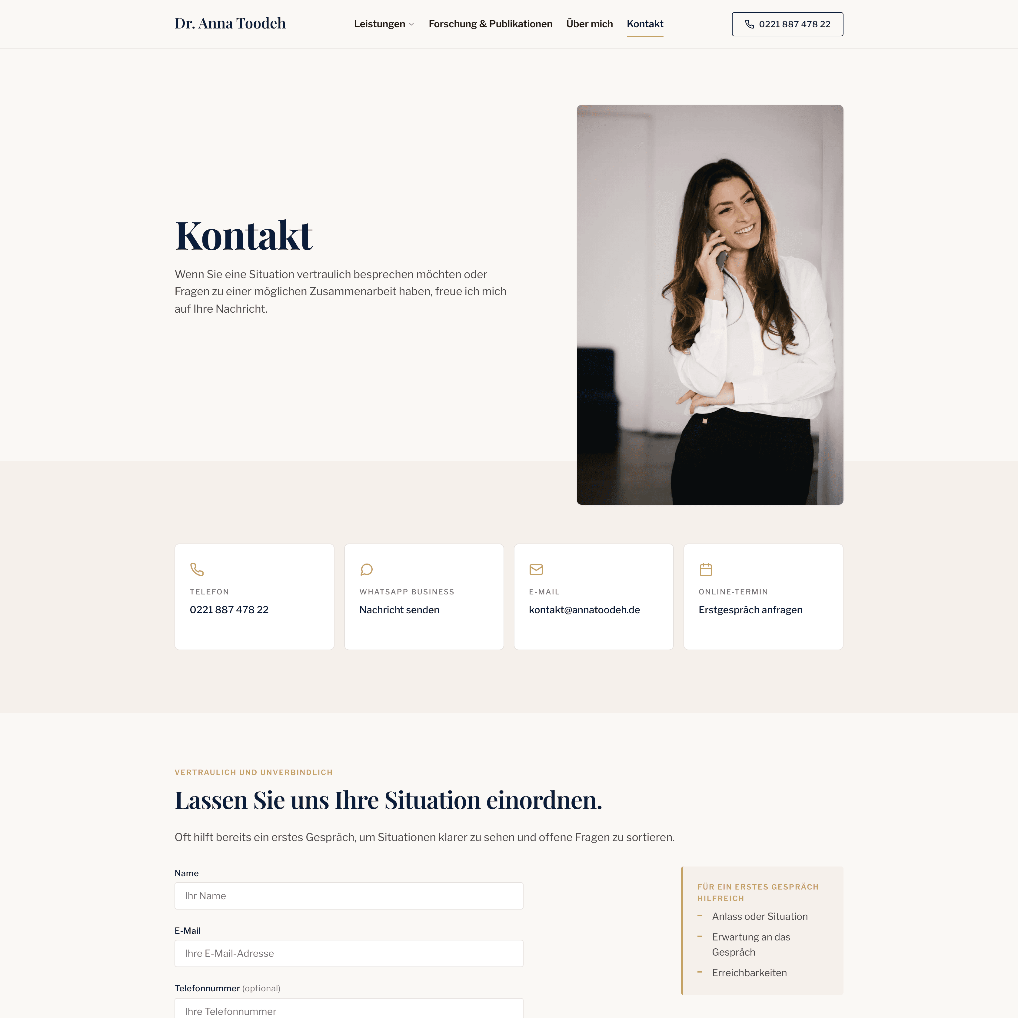 Dr. Anna Toodeh – Kontakt Desktop