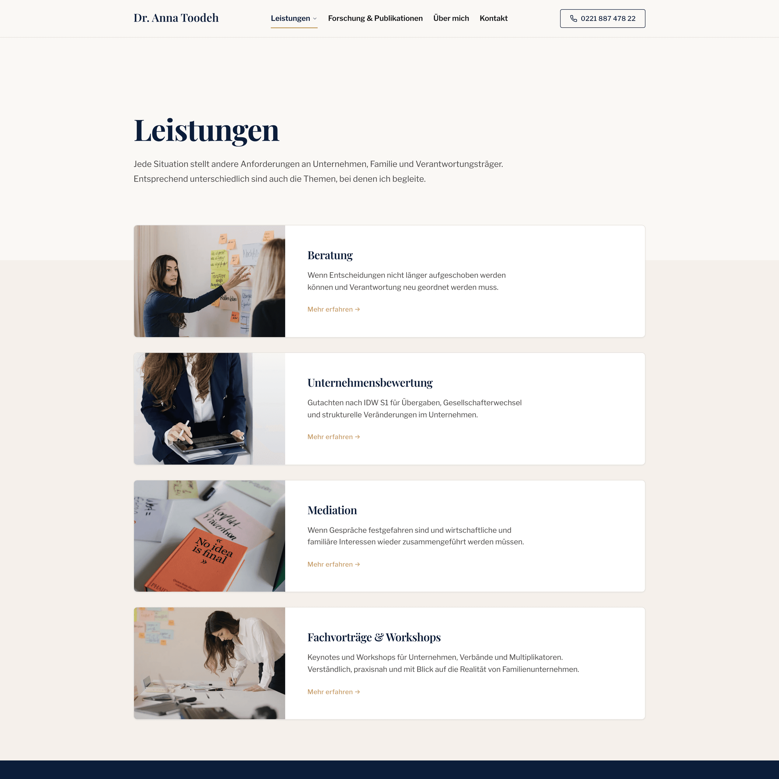 Dr. Anna Toodeh – Leistungen Desktop