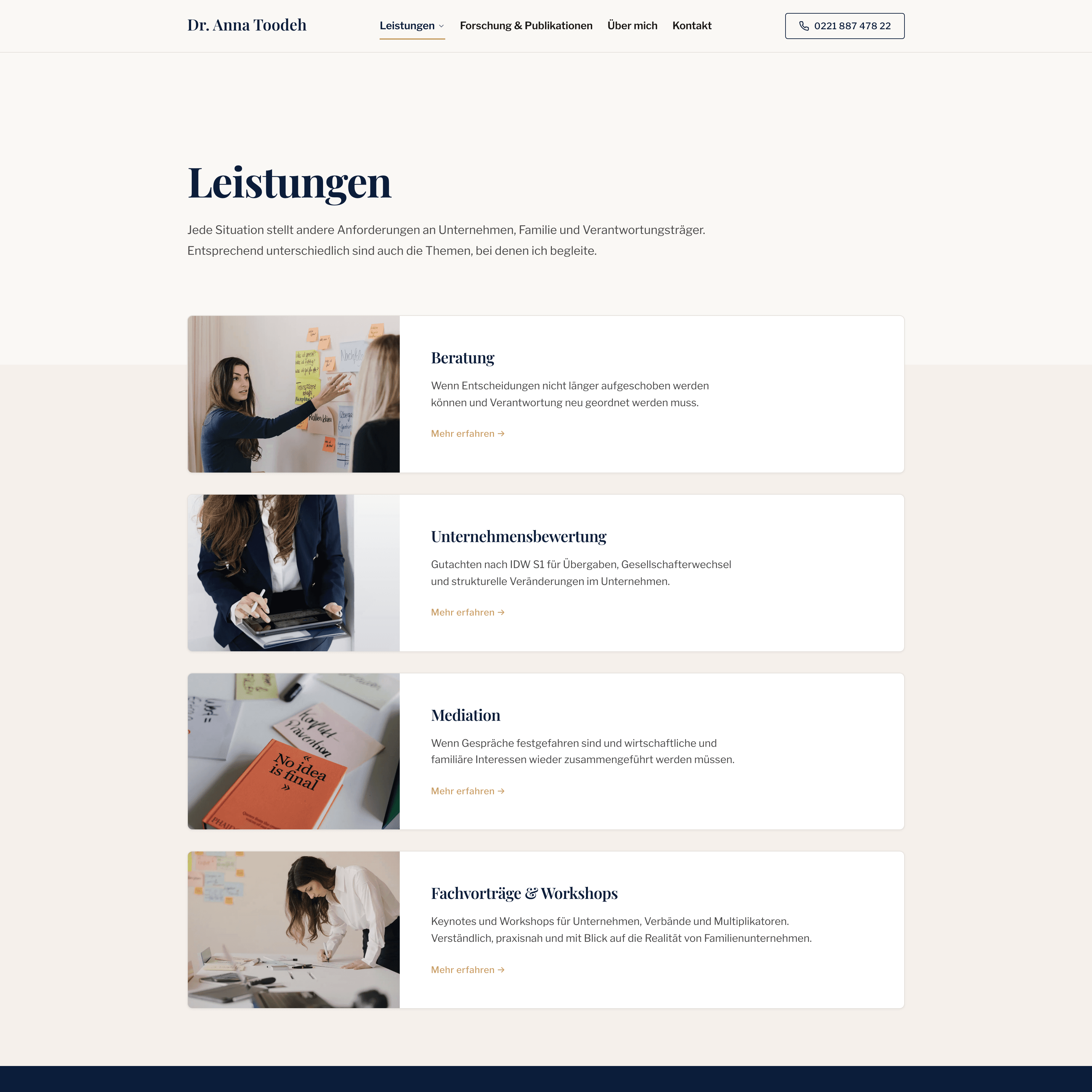 Dr. Anna Toodeh – Leistungen Desktop