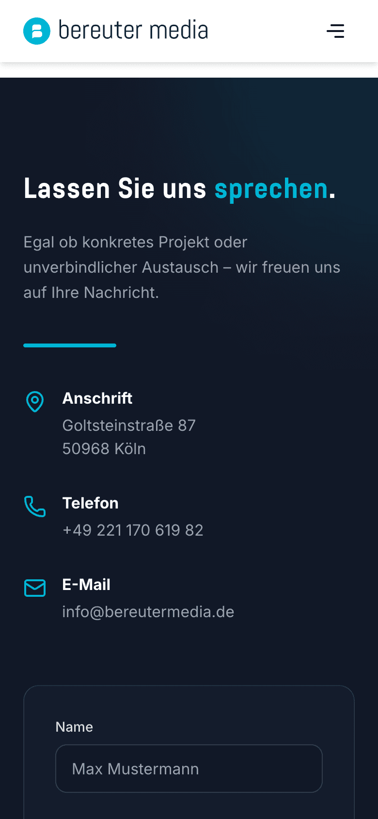Bereuter Media – Kontakt Mobile
