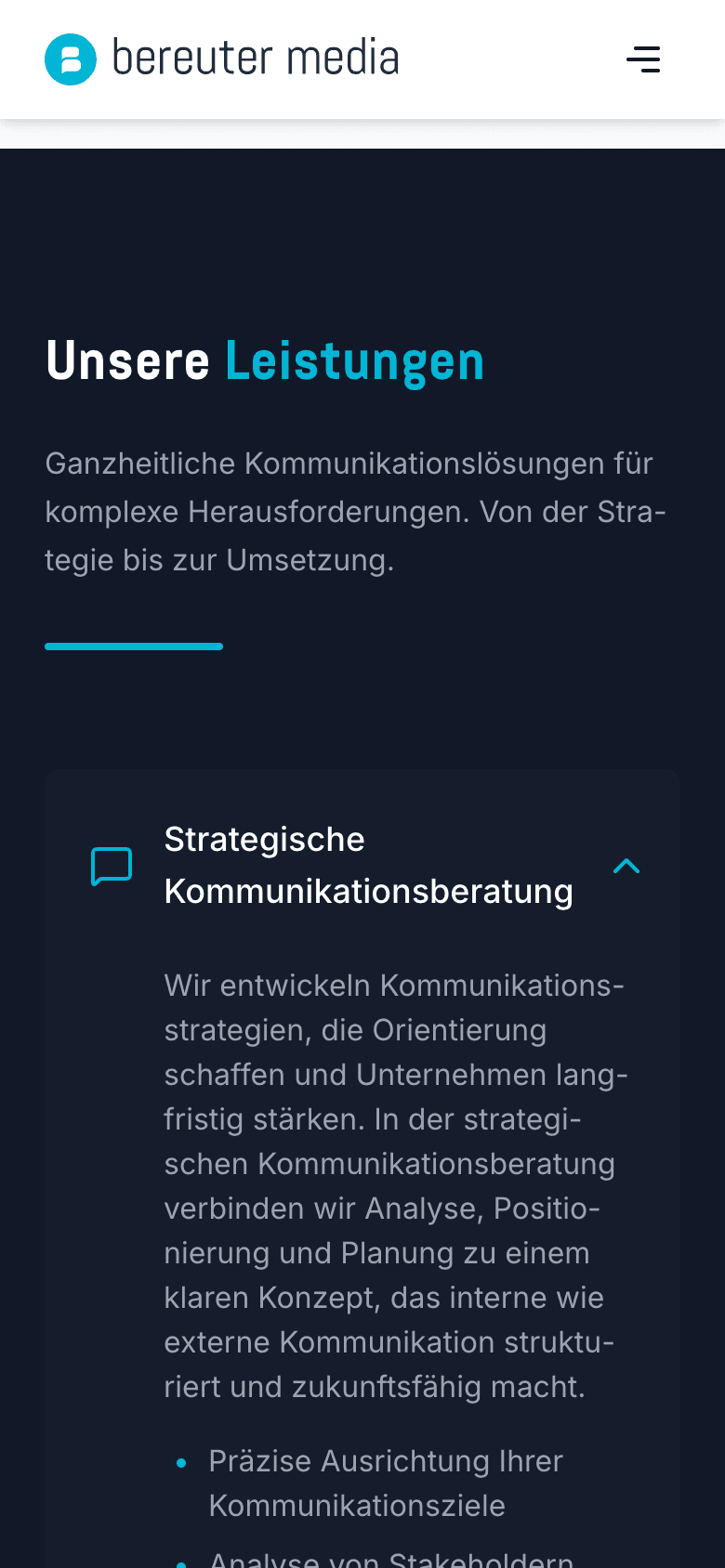 Bereuter Media – Leistungen Mobile