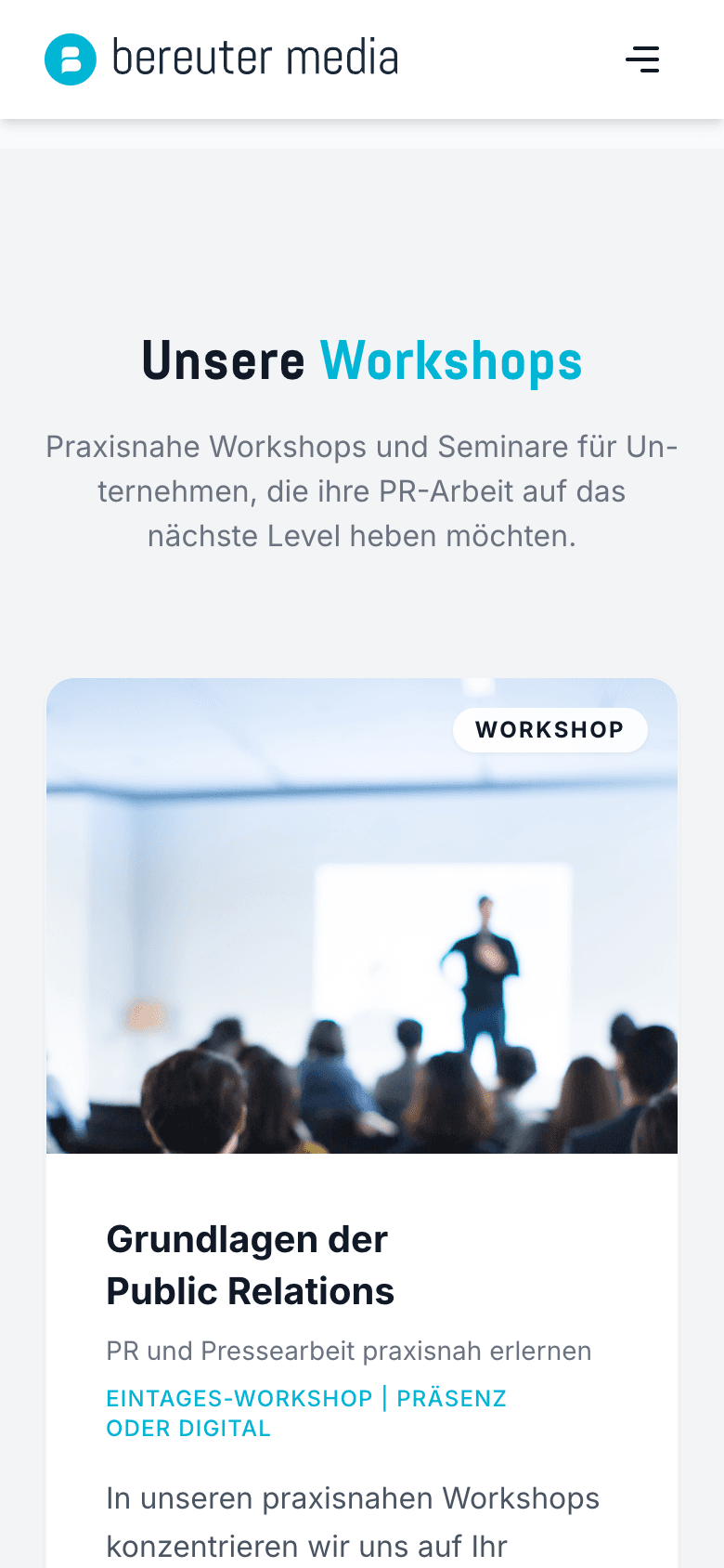 Bereuter Media – Workshops