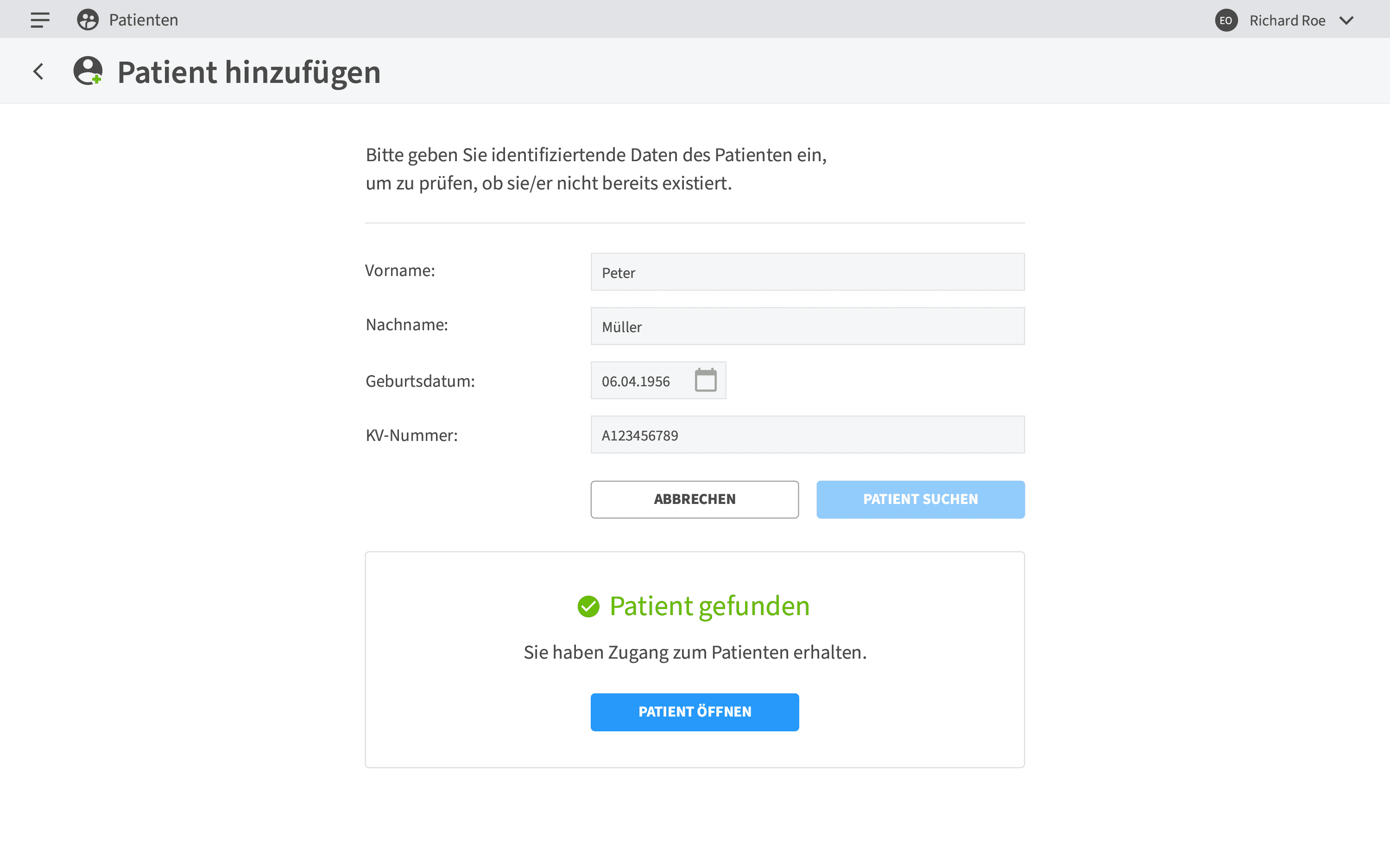 Clinical Documentation System – Patient anlegen