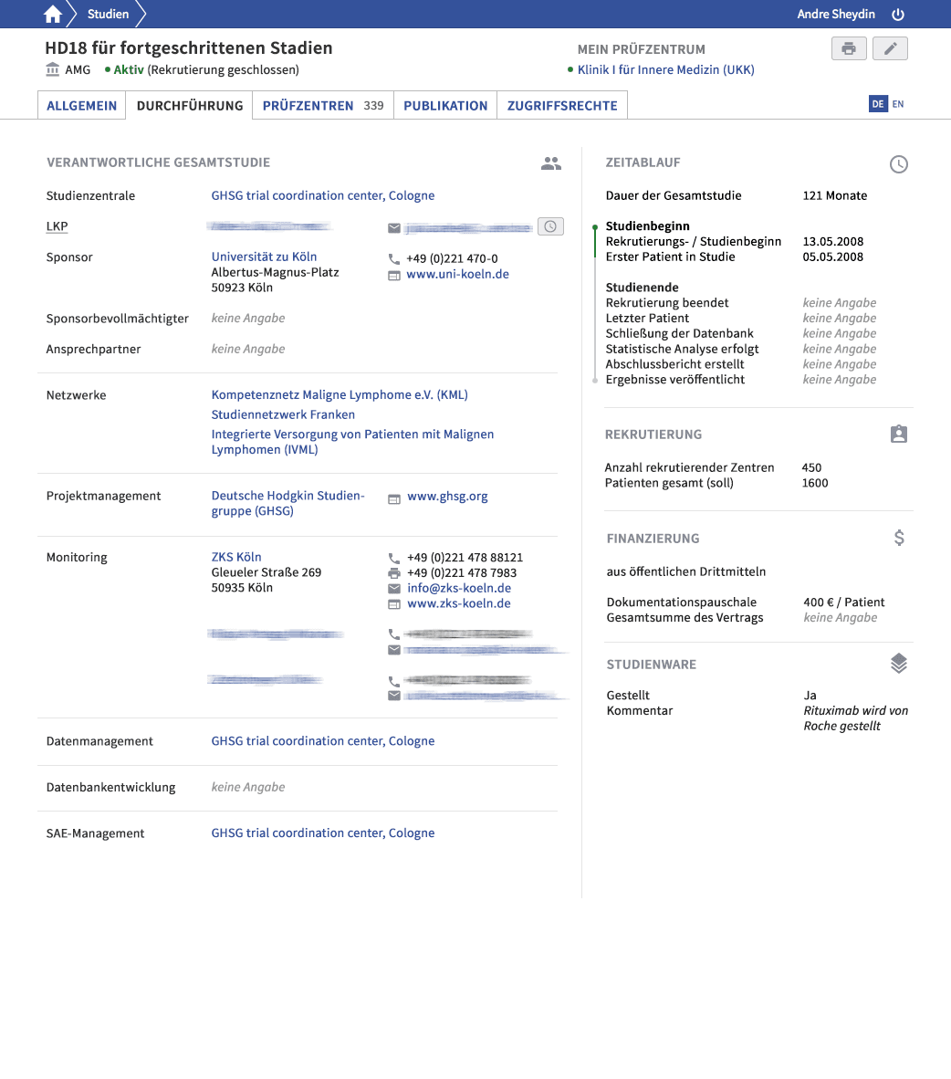 Clinical Site – Formular