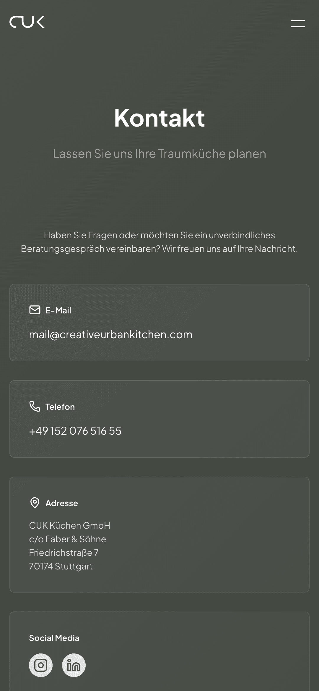 Creative Urban Kitchen – Kontakt Mobile