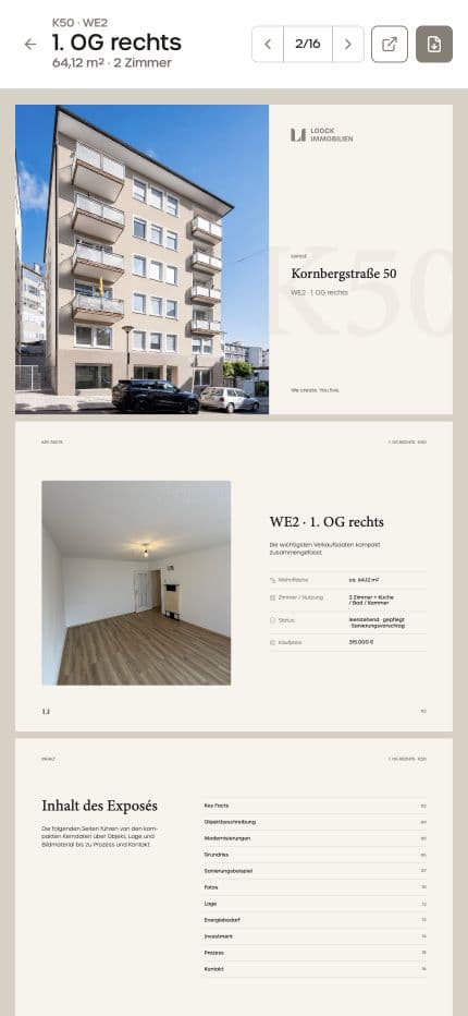 Exposé Builder für Loock Immobilien – Exposé-Vorschau Mobile