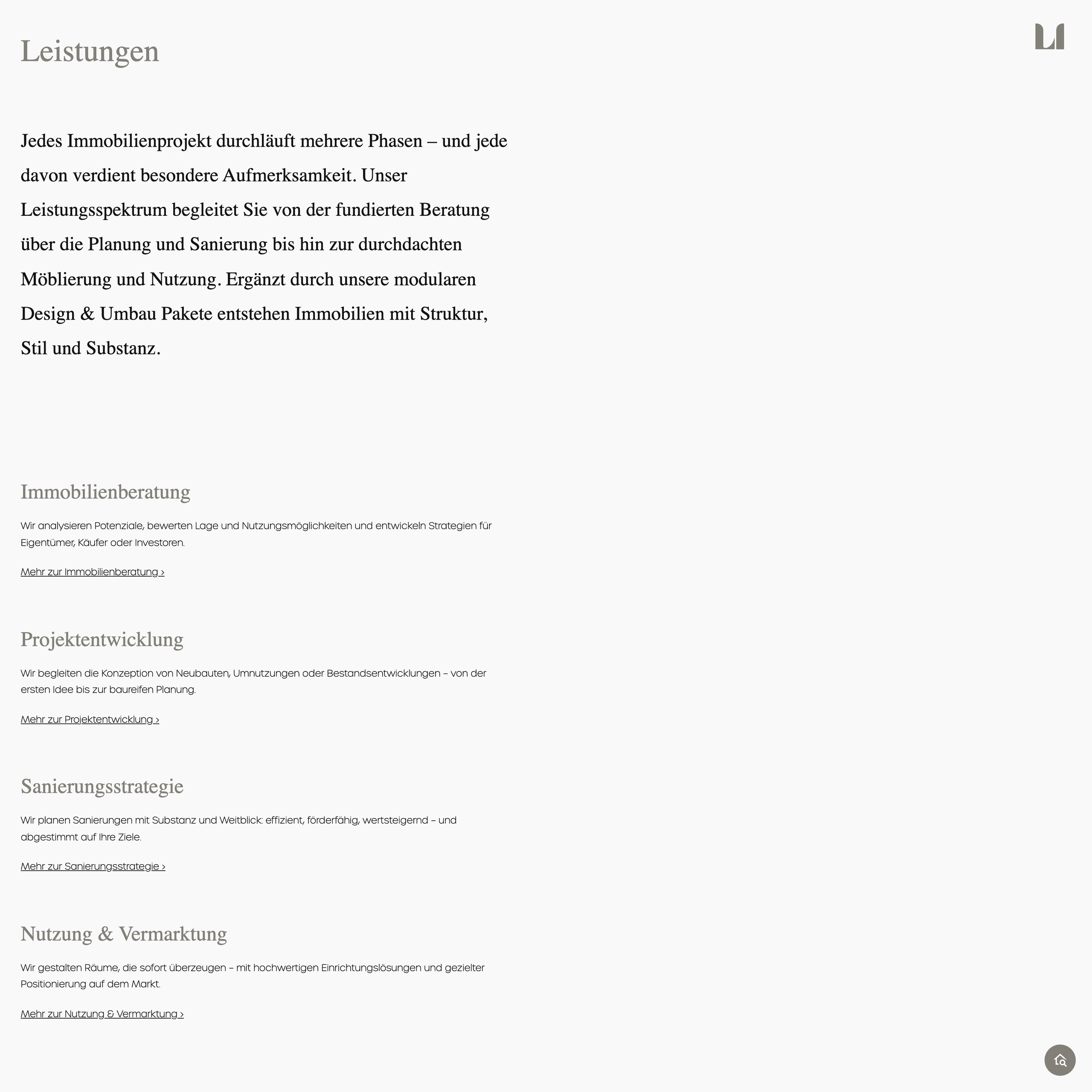 Loock Immobilien – Leistungen Desktop