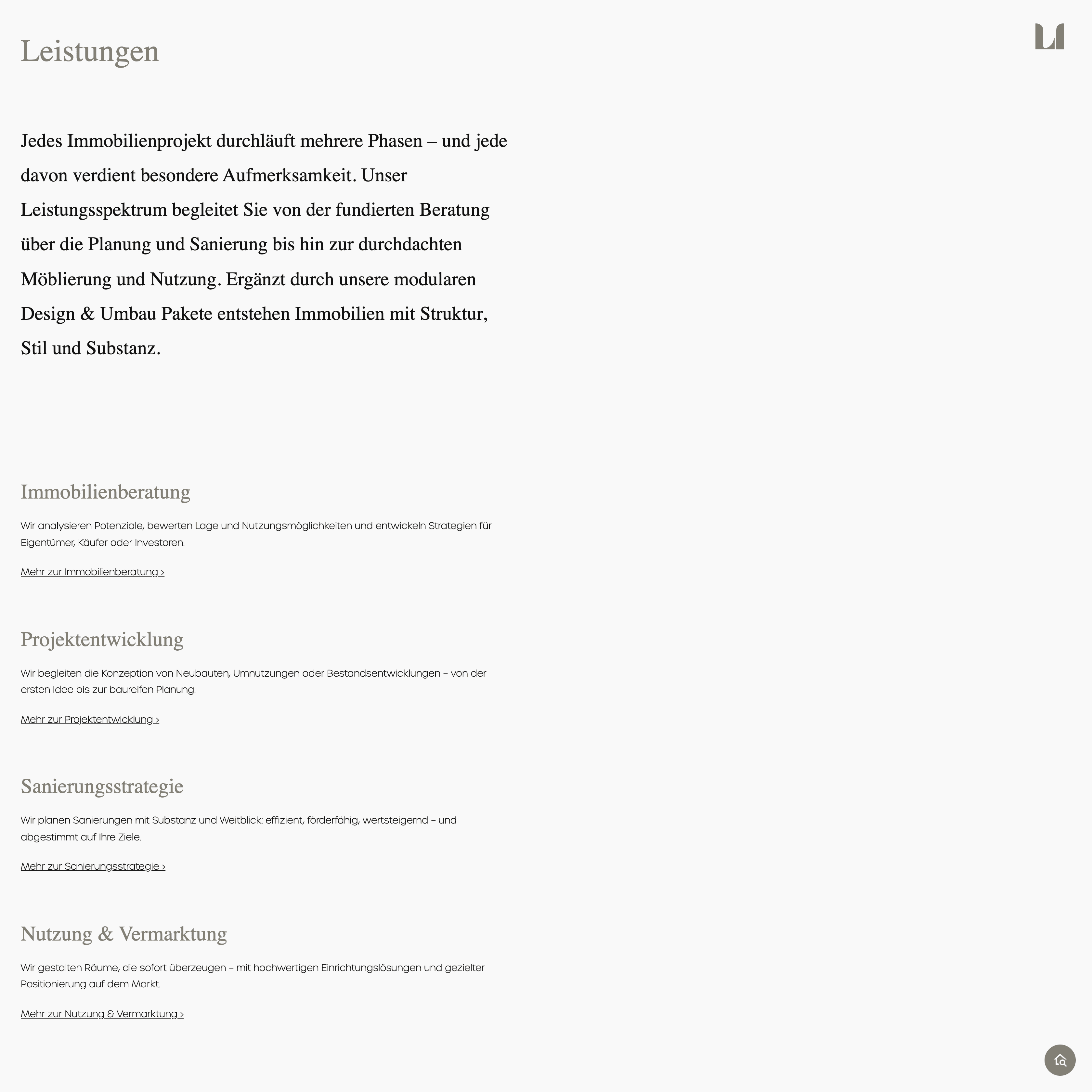 Loock Immobilien – Leistungen Desktop