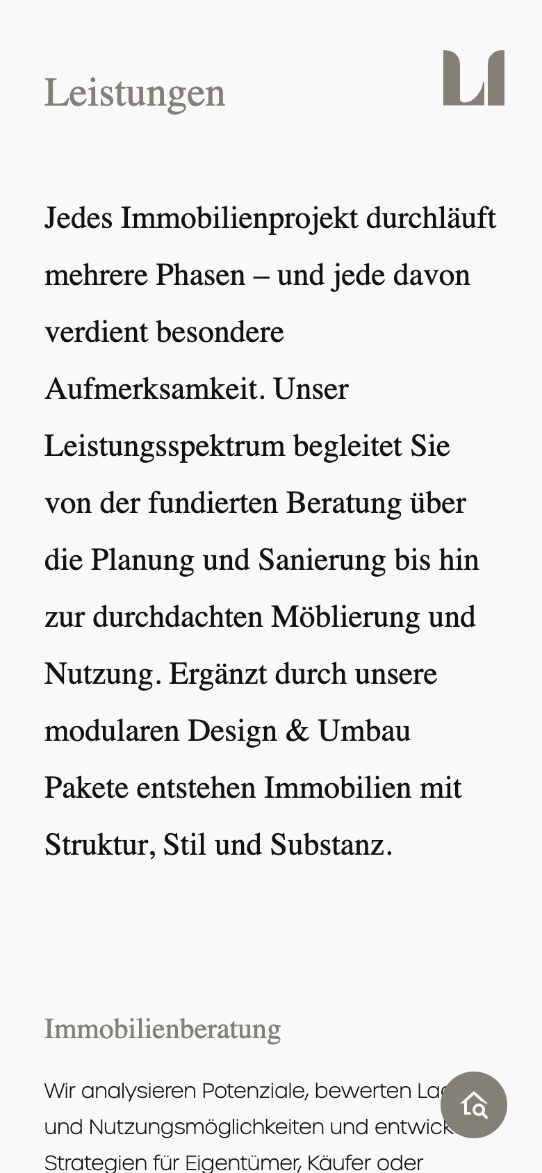 Loock Immobilien – Leistungen Mobile