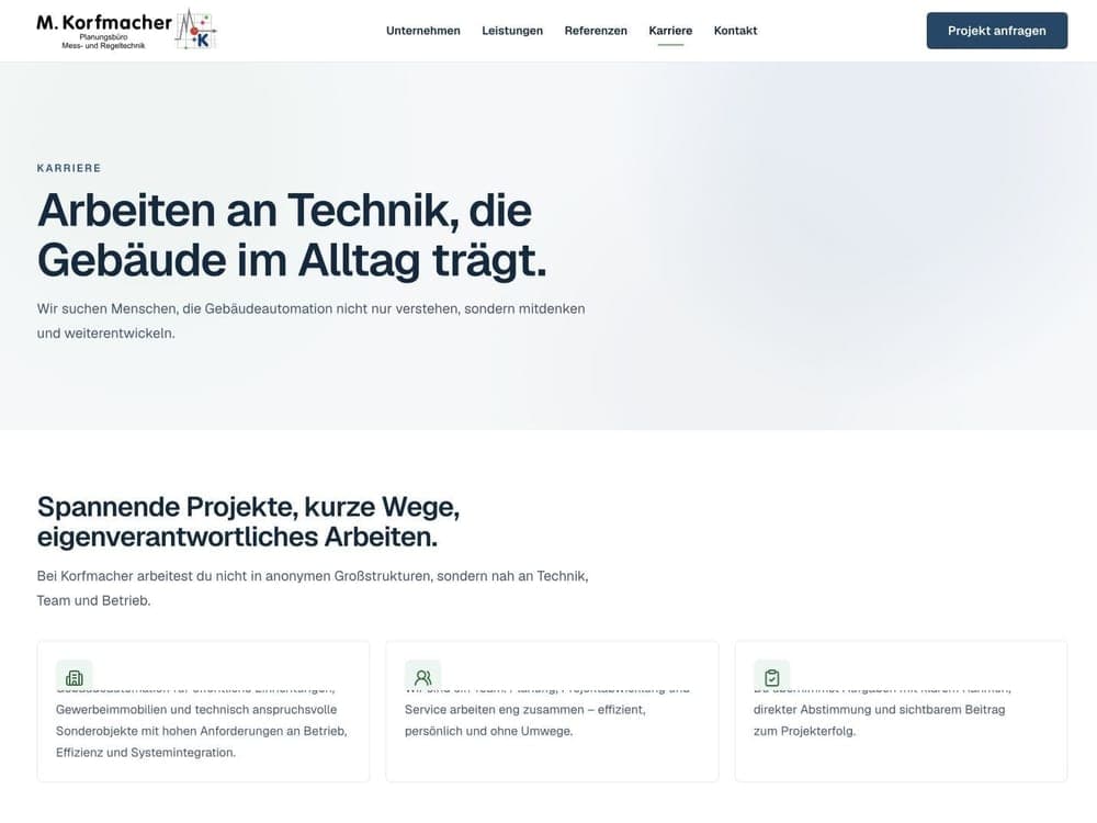 M. Korfmacher GmbH – Karriere Desktop