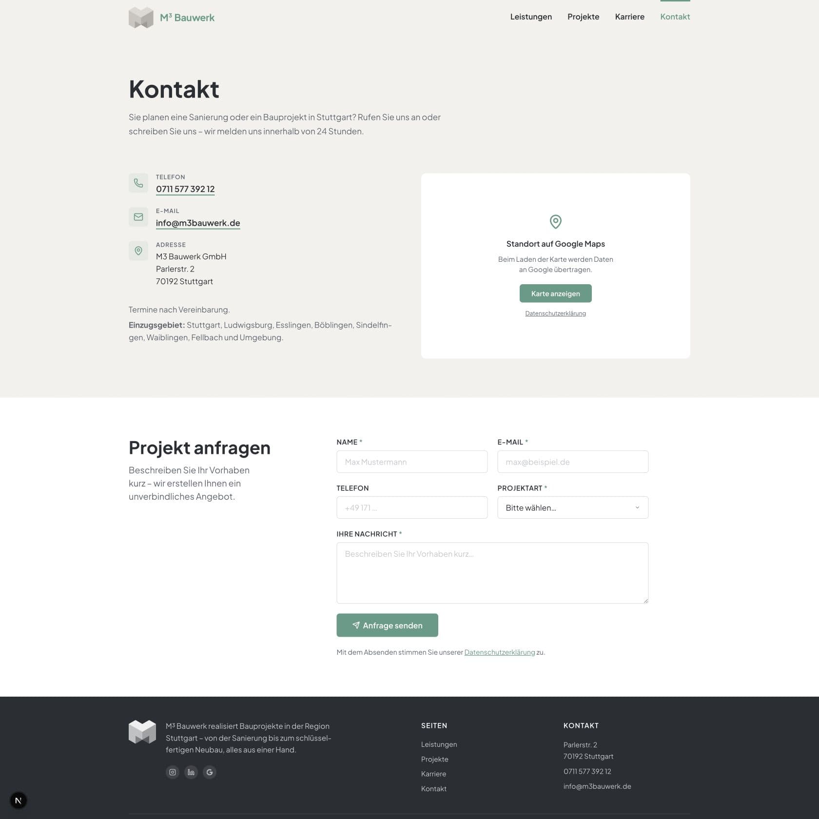 M³ Bauwerk – Kontakt Desktop