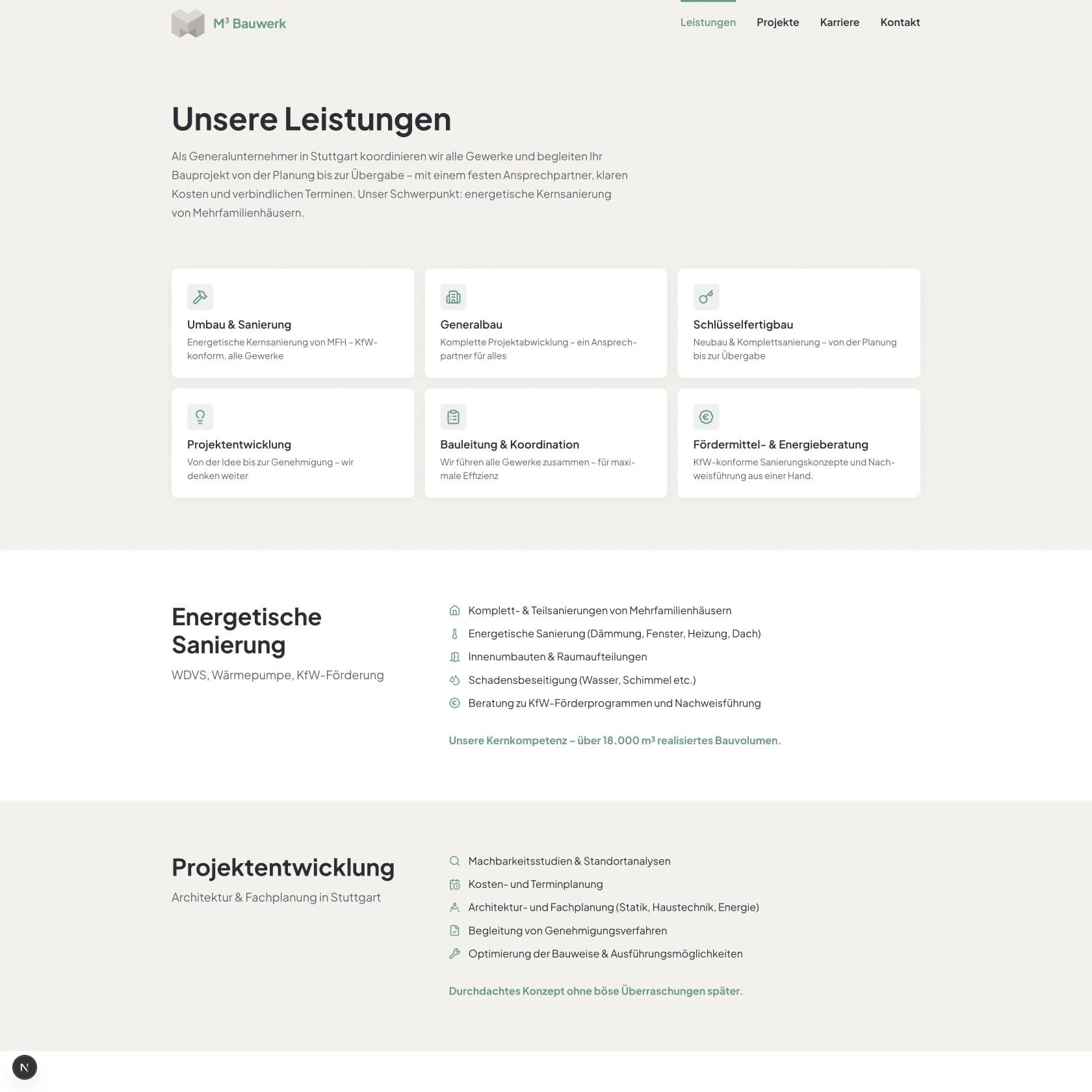 M³ Bauwerk – Leistungen Desktop