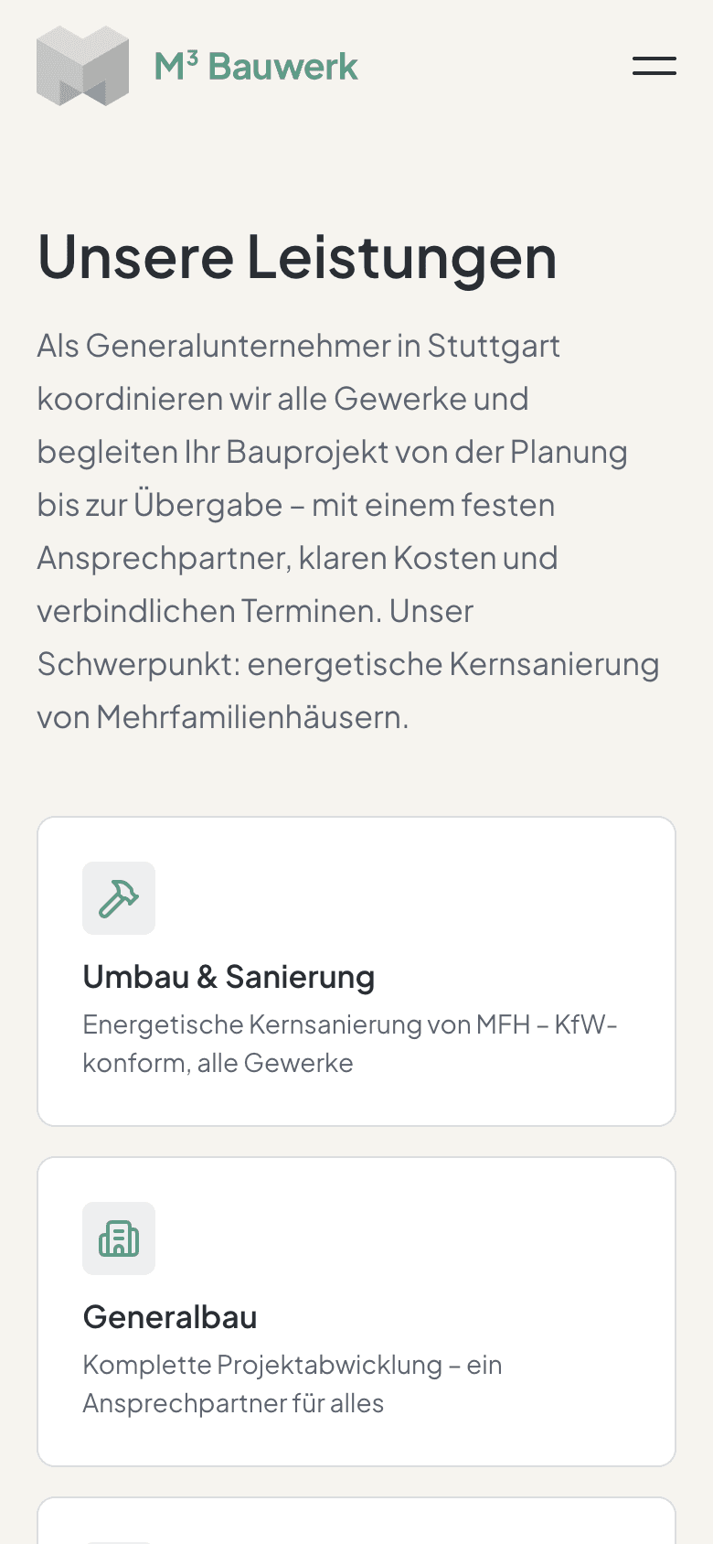 M³ Bauwerk – Leistungen