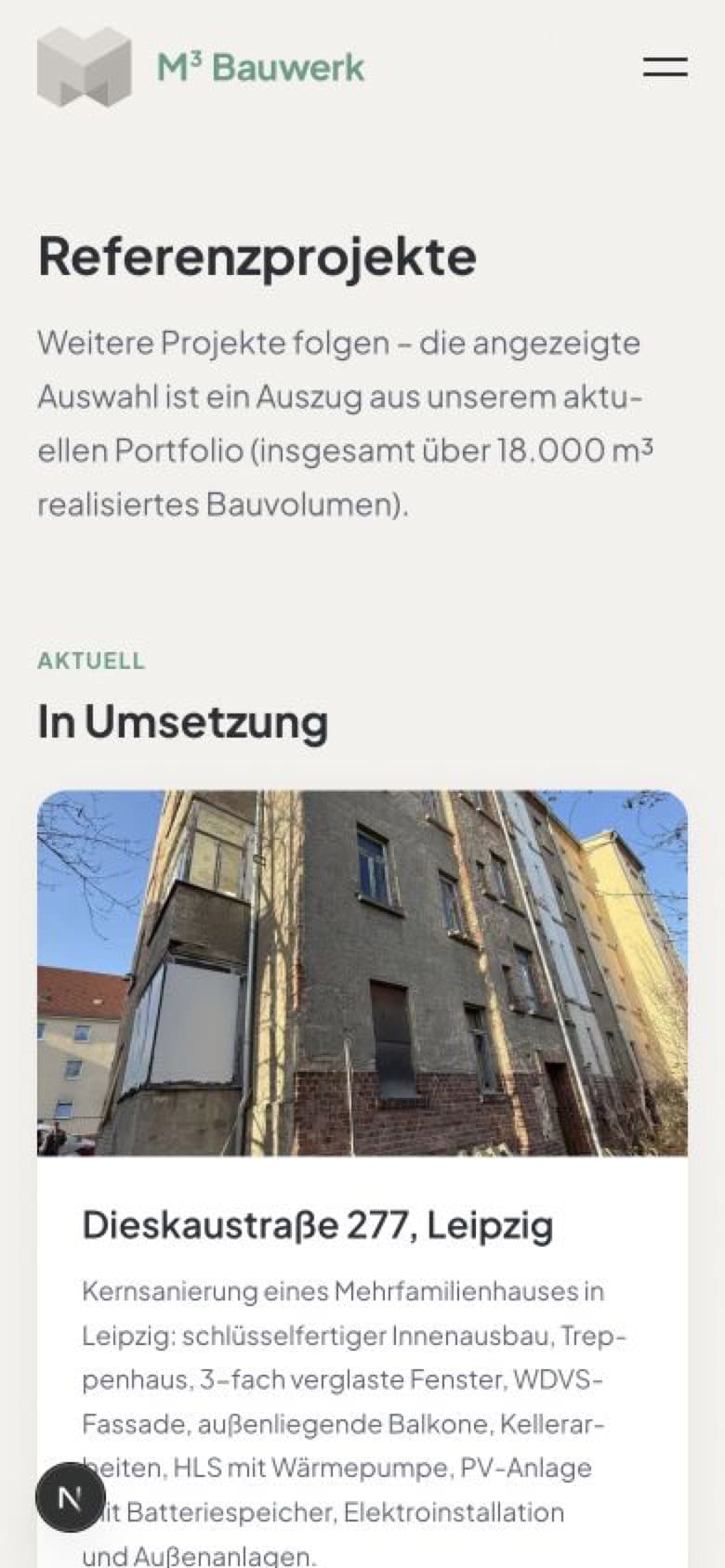 M³ Bauwerk – Projekte Mobile