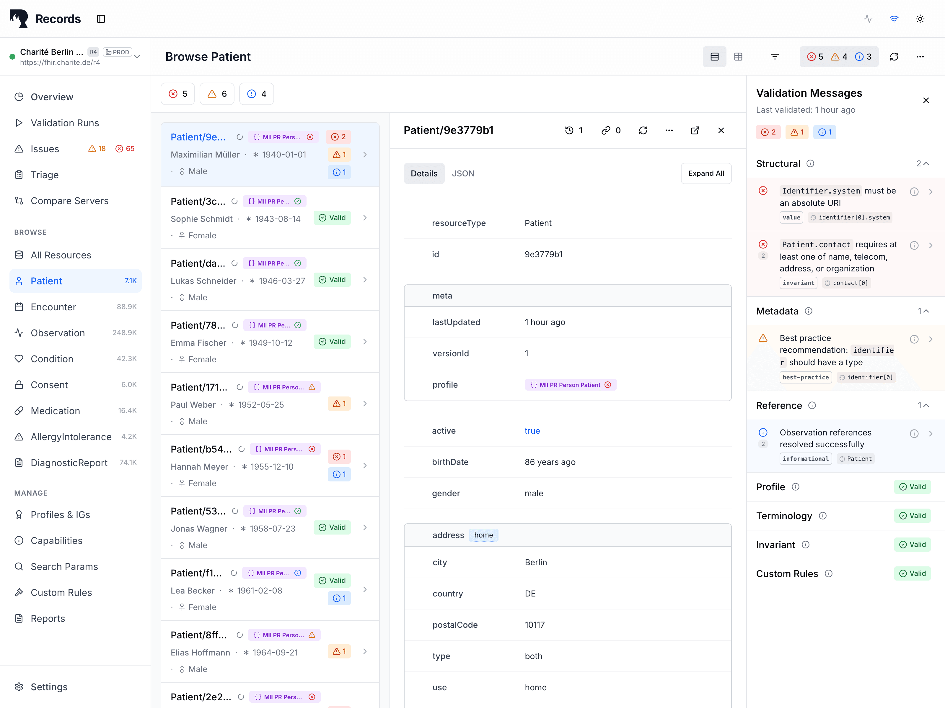 Records – Validierungsergebnis