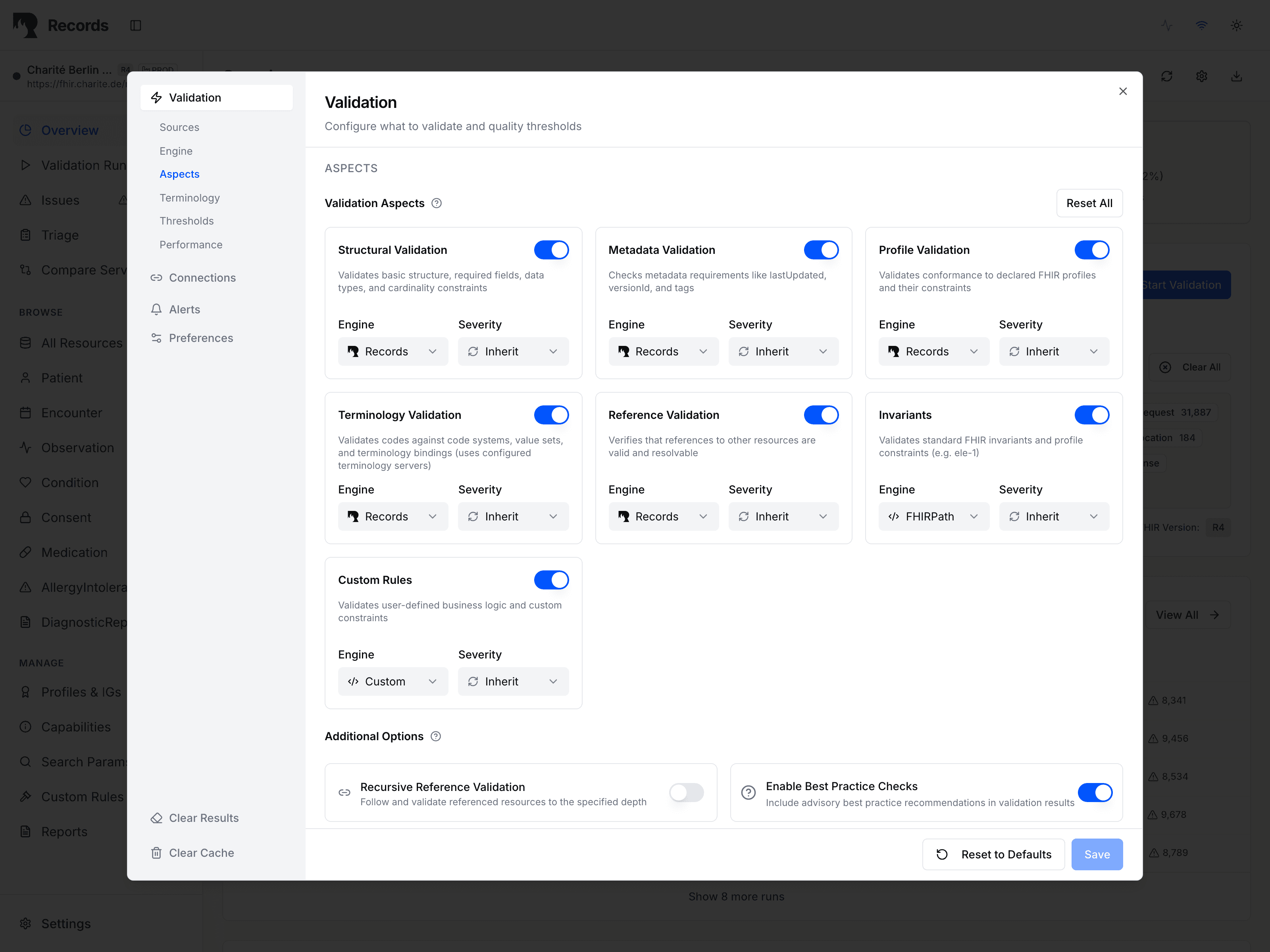 Records – Settings: Aspekte