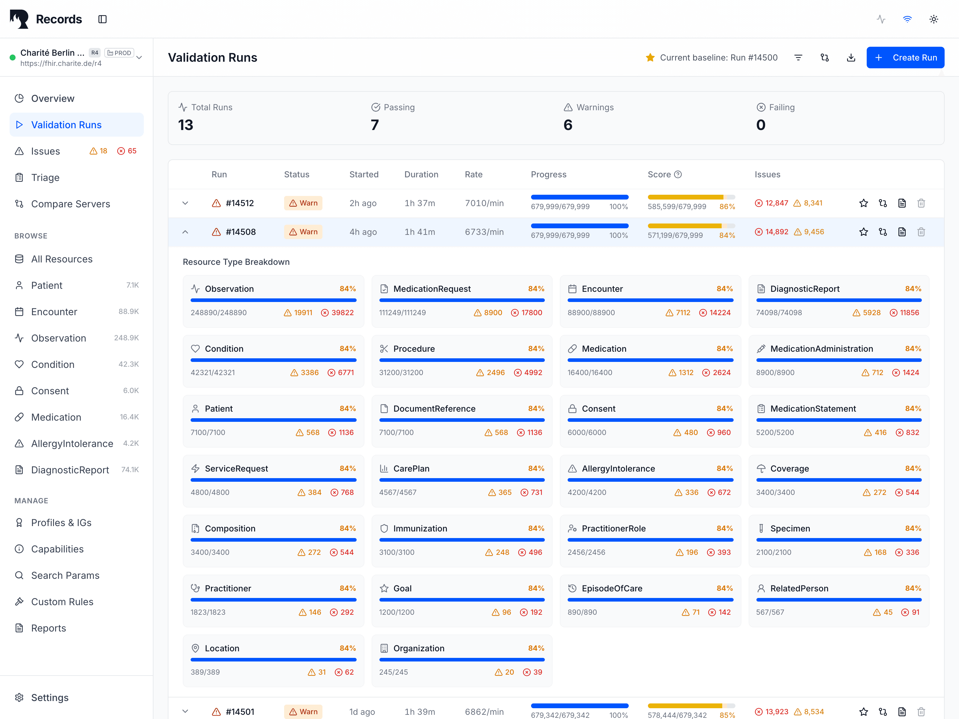 Records – Validation Runs